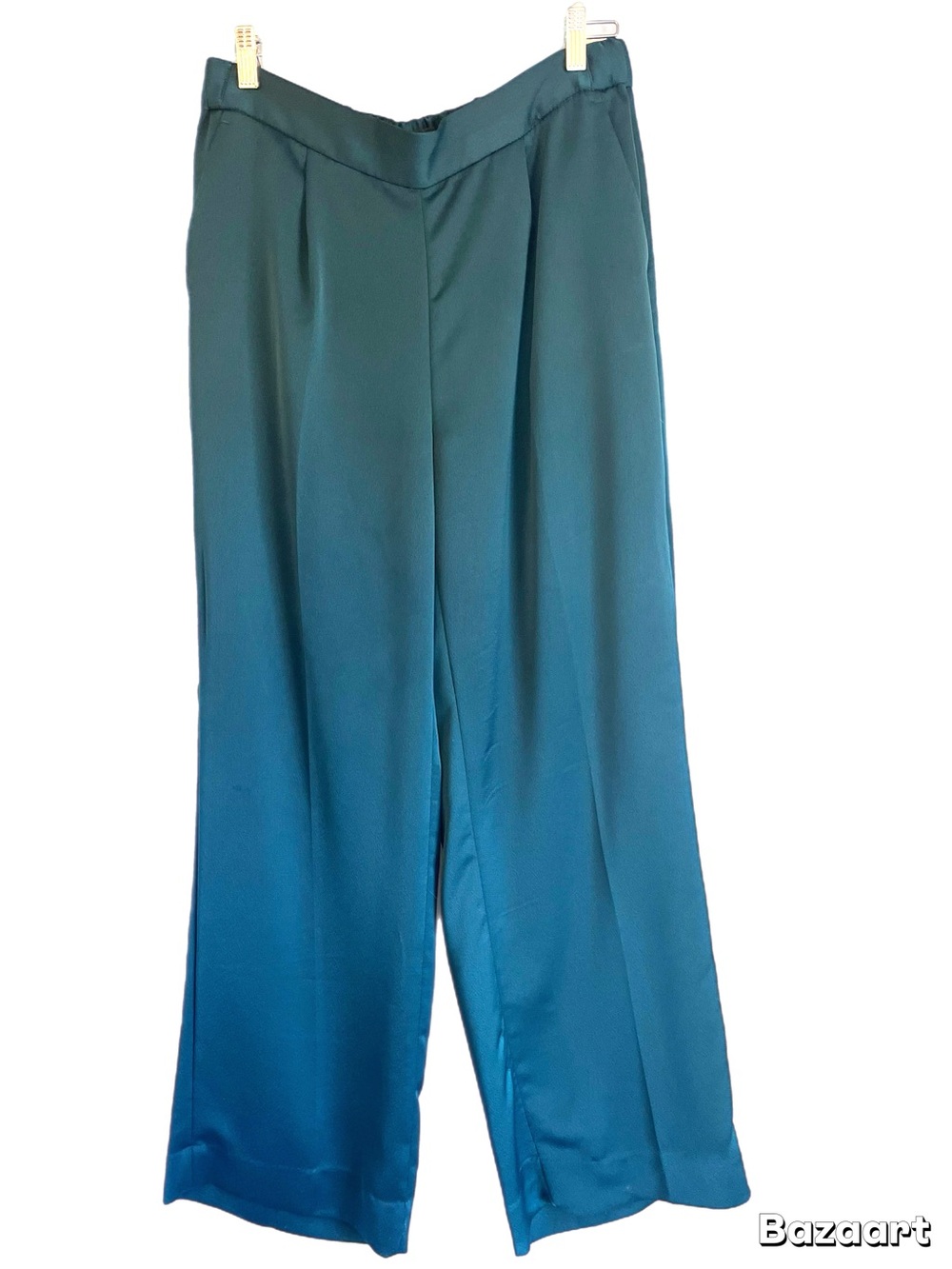 Banana Republic Teal Satin Wide-Leg Pants